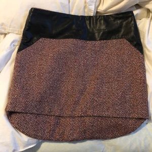 Faux Leather Detail Skirt